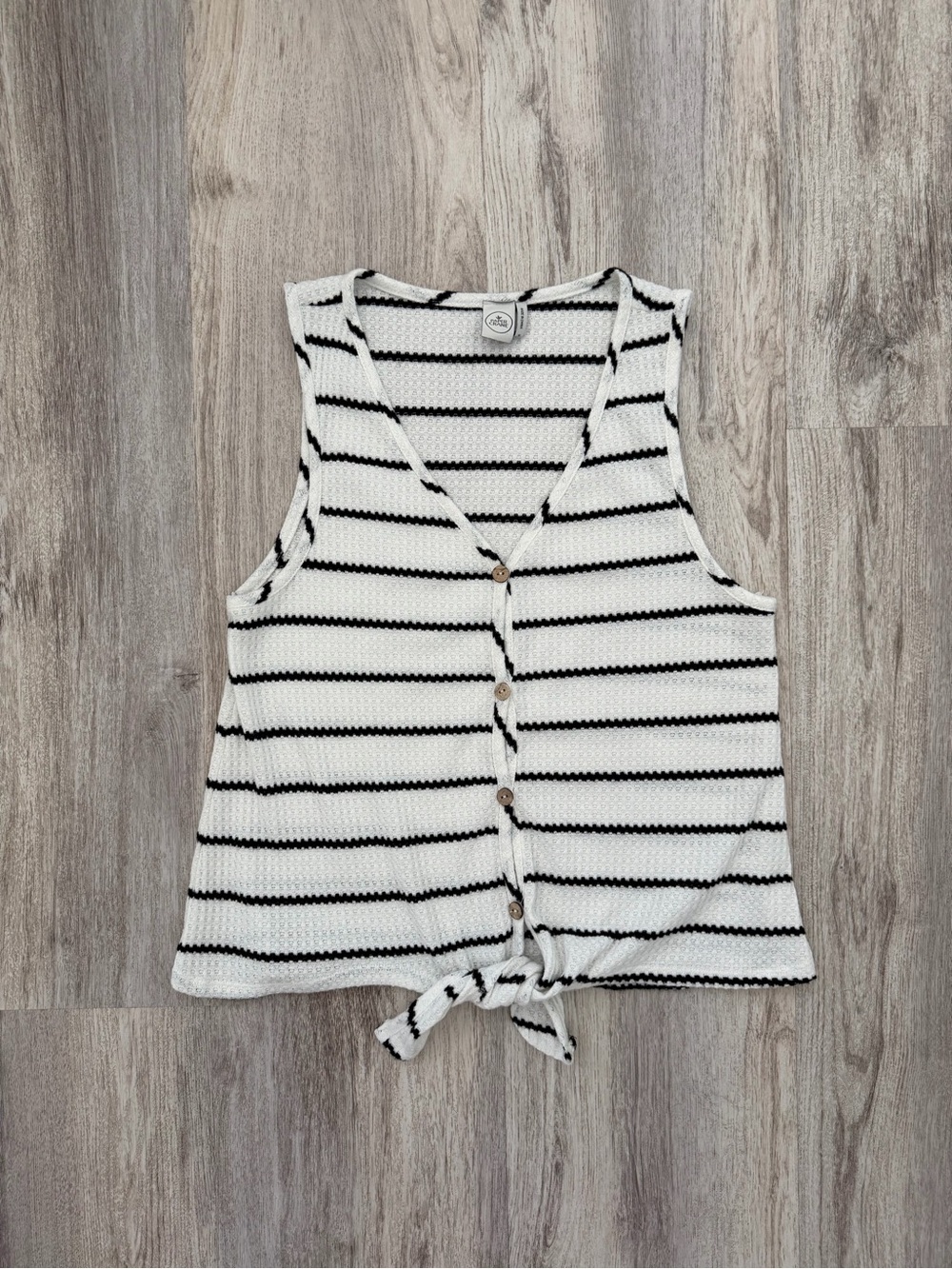 {Paper Crane} Striped Tie-Front Tank Top